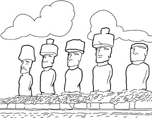 Download MOAI STATUES COLORING PAGE