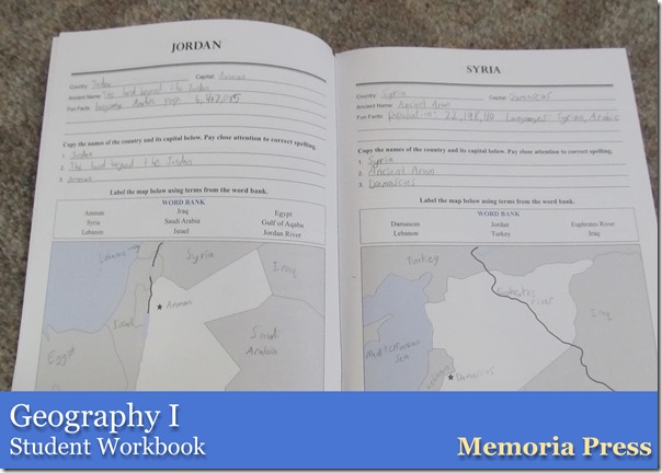 Geography I from Memoria Press Student Workbook