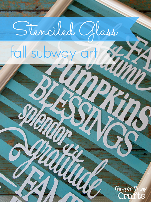 Stenciled Glass Fall Subway Art with Americana Multi-Surface Satin Paint from Decoart #decoart #spon #paint