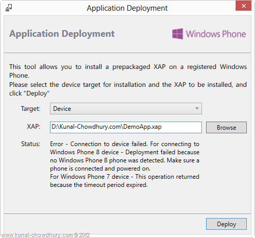 XAP Deployment Failure from the WP Application Deployment Tool