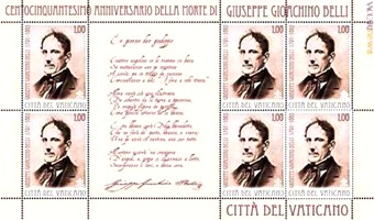 Foglietto Poste Vaticane 150.o scomparsa GG Belli (2013)