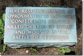 Confederate Cemetery marker at the head of the cross shaped graves