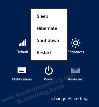 Windows 8 Power Menu with Hibernate Option