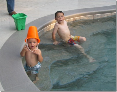 Hayden and Jack in the pool