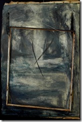 John Luna - Messenger_ingresso_front - Oil. beeswax. charcoal and metal wire on canvas mounted on papier mache - 29 x 19 inches