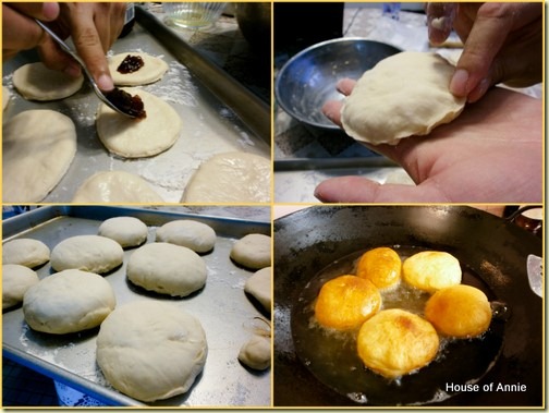 Assembling and Frying Jelly Doughnuts
