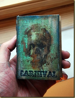 andy skinner skull art altered book cover