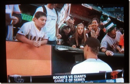 Tanner on TV at Giants Game