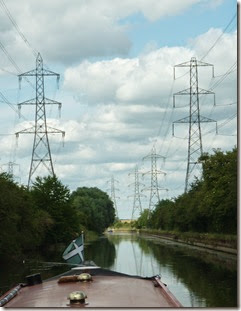 9 pylons marching up the lee navigation