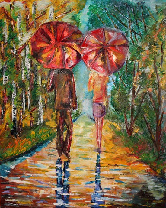Two Red Umbrellas Ruslana Lev