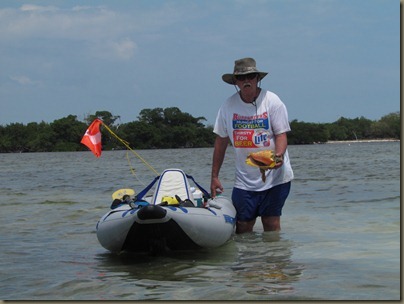 Al kayaking off Big Pine Key, with conch