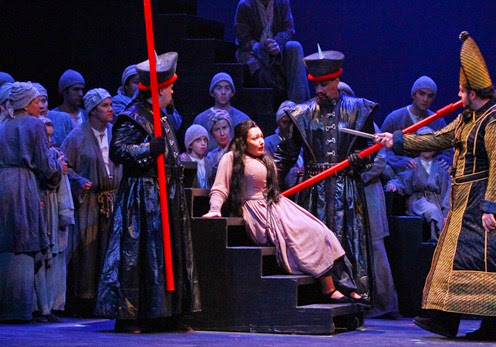 IN REVIEW: Soprano Dina Kuznetsova as Liù in Opera Carolina's 2015 production of Puccini's TURANDOT [Photo by jonsilla.com, © Opera Carolina]