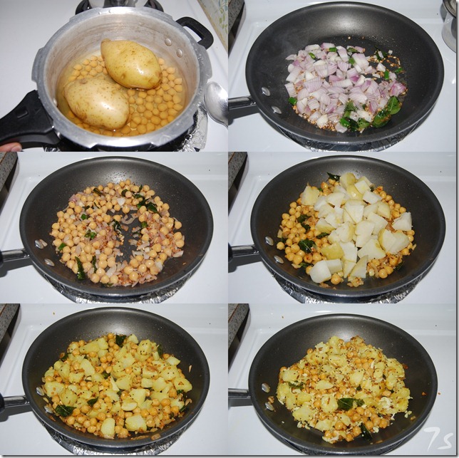Chickpea potato stir fry process