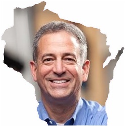 Russ Feingold photo with map of Wisconsin border