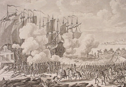 Капитуляция голландского флота в Гелдере - Гравюра из собрания Музея Сарре де Грозона (Musee Sarret de Grozon).