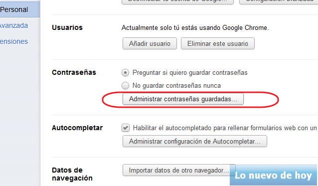 Contraseñas guardadas en Chrome