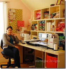 cynthia in sewing room