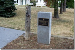 Post and marker where Traveler was tied in Berryville, VA