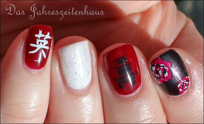 Nail Art Geisha Kirschblüte Japan Asien Design 4