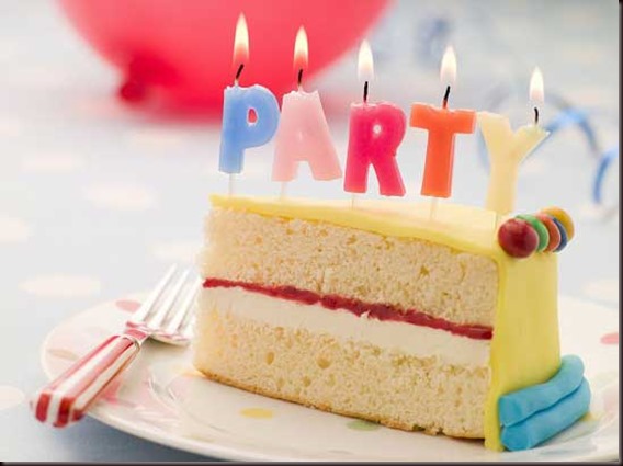 Party Candles on a Slice of Birthday Cake