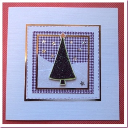 Purple Gingham Christmas Card 