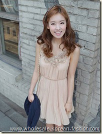 rose collar creased dress wholesalekoreanfashion