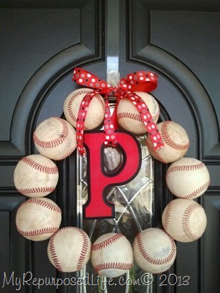 My Repurposed Life-How to make a baseball wreath Baseball Wreath