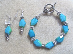 bracelet and earrings turq limegreen silver beads2