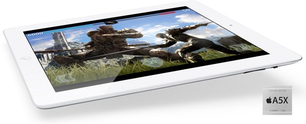 A5X 晶片搭載有四核心的繪圖處理器，這是專門為 The new iPad 的 Retina 顯示器所設計的