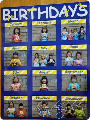Birthday Charts For Preschool Class