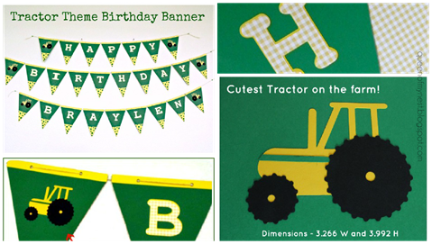 Tractor Theme Birthday Banner Collage