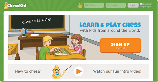 Chesskid.com is a great website for kids can play chess with other kids around the world.