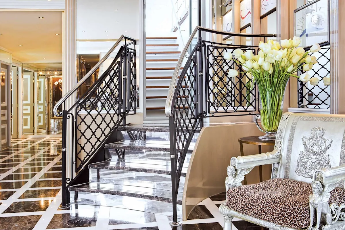 Uniworld-River-Duchess-lobby - Guests will appreciate the elegant design of the River Duchess interiors as you journey on a Uniworld boutique cruise ship.