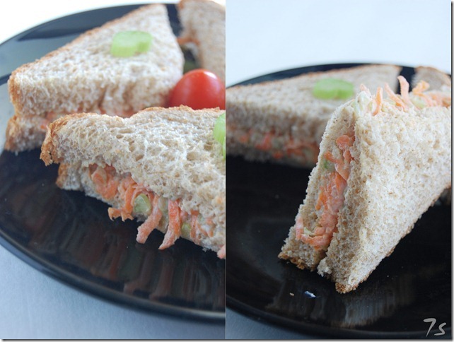 Carrot celery sandwich collage