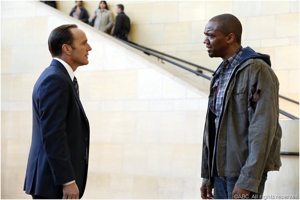 Coulson (Clark Gregg) tries to contain Mike Peterson (J August Richards).