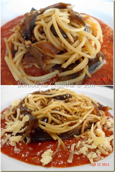 Espaguete com berinjela assada