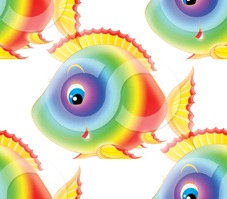 32272-Clipart-Illustration-Of-A-Cute-Rainbow-Colored-Fish-With-Blue-Eyes-Smiling-At-The-Viewer