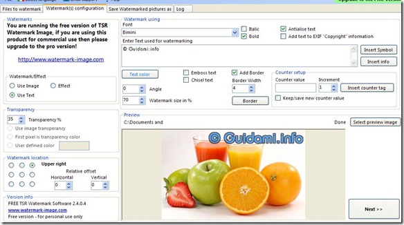 TSR Watermark Image Watermark(s) configuration TSR Watermark Image Watermark(s) configuration