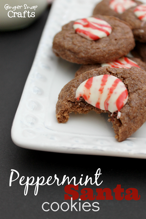 small Peppermint Santa Cookies at GingerSnapCrafts.com #cookies #recipe #Christmas