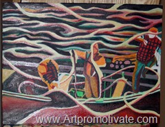 abstract painting fisherman