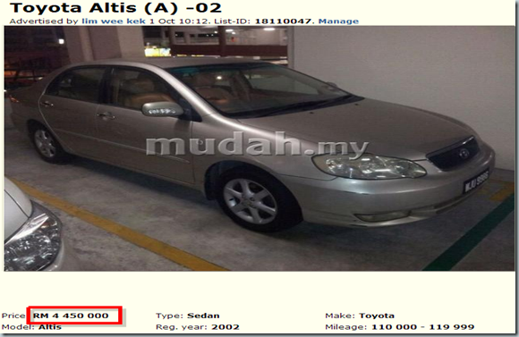 Toyota Altis  A  - Cars for sale Kuala Lumpur - Mudah.my-132848