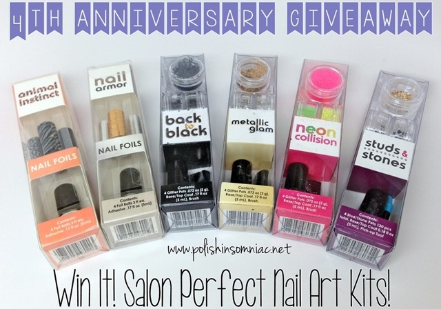 Enter to win 6 Salon Perfect Nail Art Kits as part of polish insomiac's 4th annivesary giveaway!