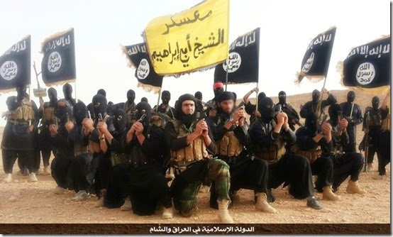 Gatestone foto of ISIS with flags
