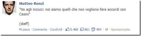 La pagina sponsorizzata di Matteo Renzi su Facebook