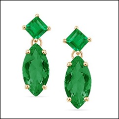 Marquise and Square Emerald Dangling Earrings