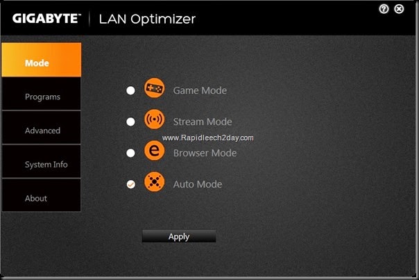 LAN Optimizer Mode Options