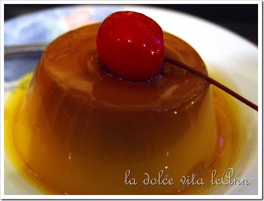 Flan with a cherry