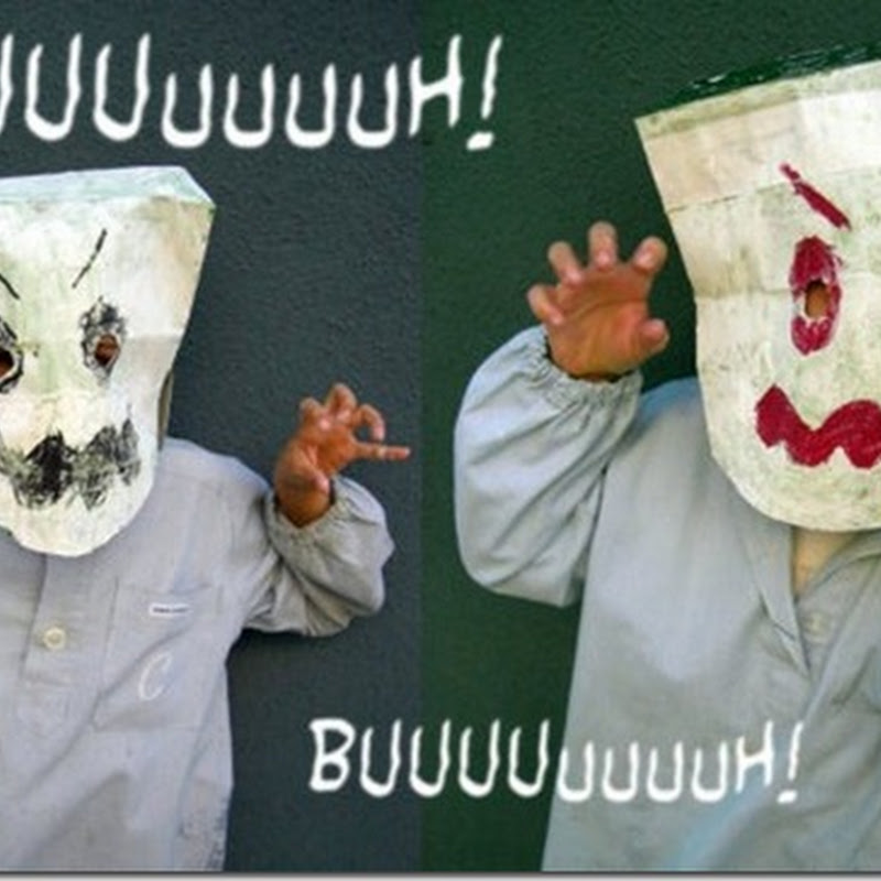 Máscaras halloween hechas con bolsas de papel
