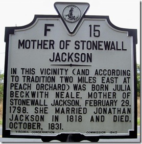 Mother Stonewall Jackson, Marker F-15
