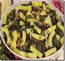 Maccheroni con spinaci e pancetta